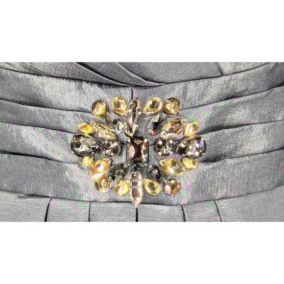 Mother of Wedding Dress SIZE 10 Steel Gray Peplum Midi SPARKLE Accent Excellent - Picture 8 of 12